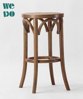 Antique Solid Wood Bistro Rattan Stool