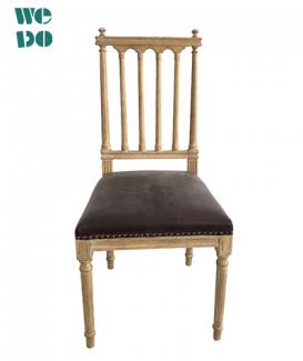 Antique PU Seat High Back Upholstered Chair