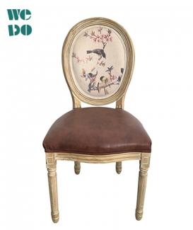 Rubber Wood PU Seat Louis Dinging Chair