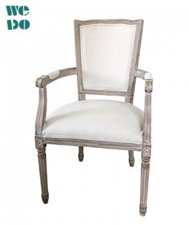 Antique Wood Fabric Louis Armchair