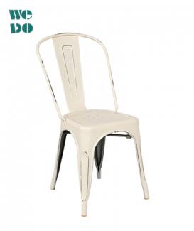 Distressed Stackable Antique Metal Bar Chair 