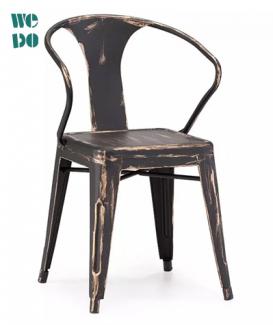 Vintage Black Cafe Metal Armchair