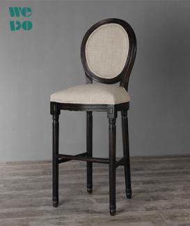 Black Louis XV Rubber Woood  Bar Stool 