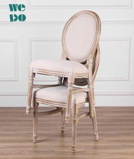 Distressed Wood Stackable Louis XV Chair 