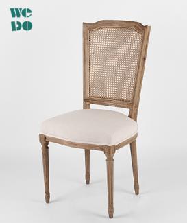 Rattan Back Oak Wood Louis  Chair
