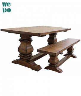  Reclaimed Elm Wood Table With Bench 