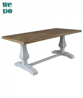 White Natural French 10 Seater Wood Dining Table