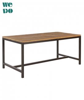 Modern Oblong Wood Metal Dining Table 