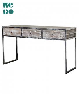  Industrial Stainless Steel Frame Durable Console Wood Table 