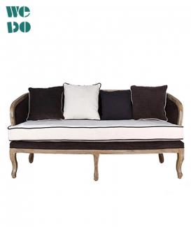 Antique French Style Distressed Wooden Sofa 