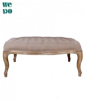  Vintage Fabric Cushion Bench Pouf Ottoman