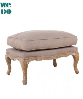 Vintage Wood Fabric Ottoman Stool 