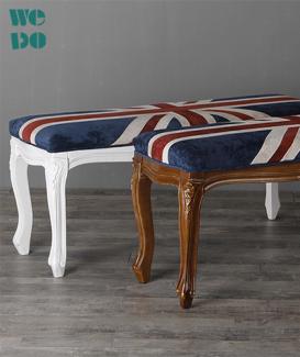  Hot Sale Union Jack Wooden Fabric Ottoman 