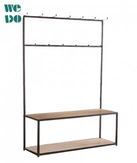  Industrial Coat Hanger Wood Shelf Rack