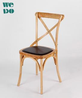  Wood PU Seat Crossback Chair