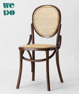 Brown Heart Back Beech Wood Rattan Cane Chair