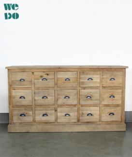 Vintage Rustic Wood 15 Draws Cabinet
