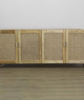 KVJ-6601 new design natural rattan cane wood storage cabinet