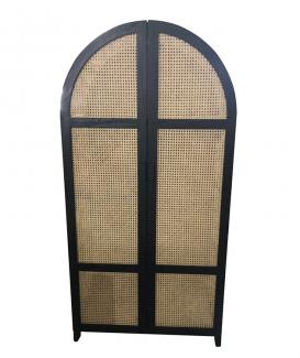 KVJ-6602 hot sale black rattan cane wood storage cabinet 