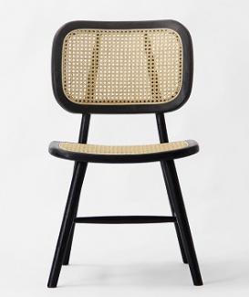 rustic black rattan wooden dining chair